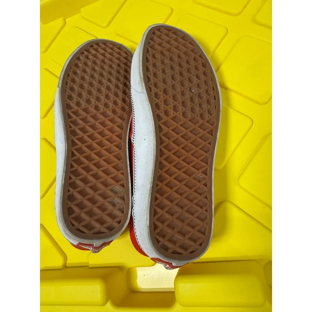 Vans Classic Slip-On Red Canvas Sneakers Women Size 5 Checkered Foxing Stripe